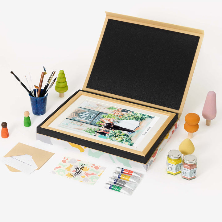 Hand-painted custom wedding portrait from photo